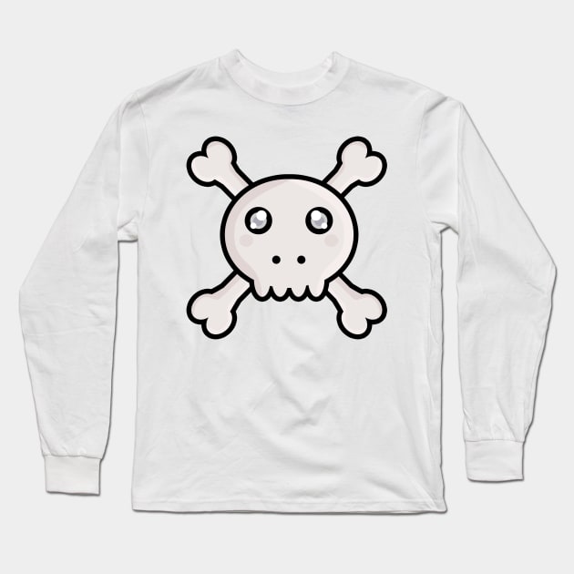 Kawaii Skull Long Sleeve T-Shirt by KawaiiNir